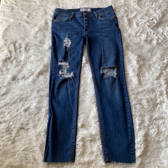 Free people blue jeans buttons fly size 28 - Picture 4 of 13